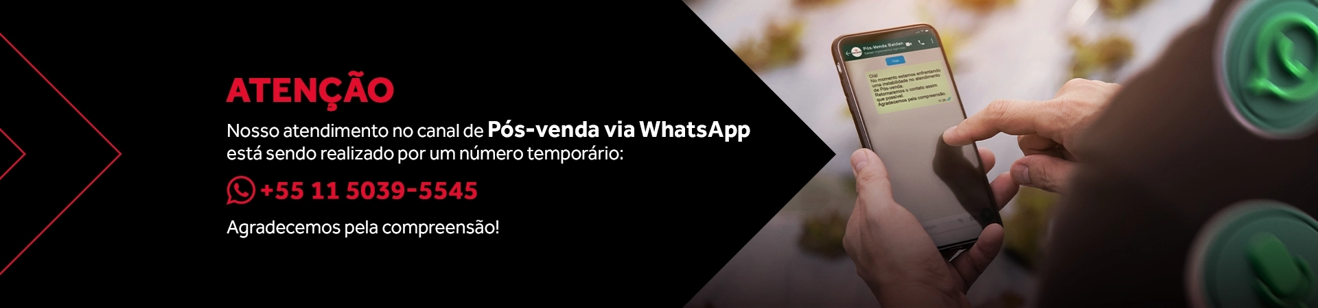 pós-venda whatsapp número temporário 
